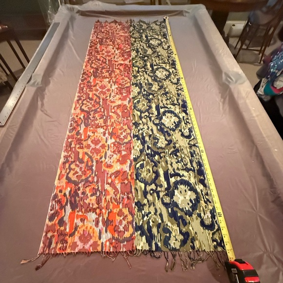 Etcetera by Carlisle Green/Orange Lightweight Contrasting Bohemian Scarf $178 - Picture 4 of 6